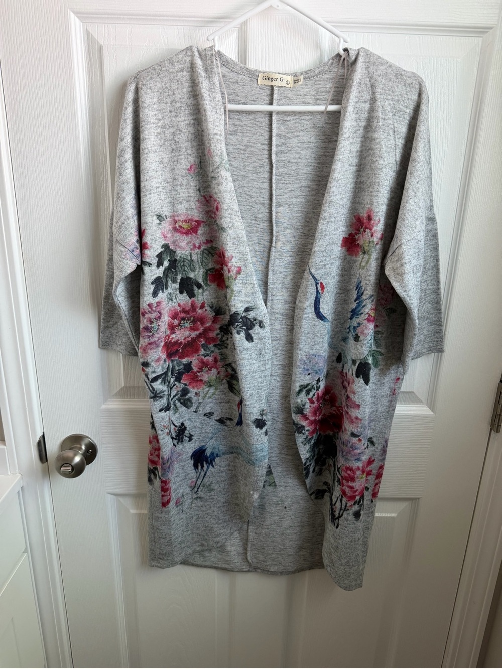 Ginger G Light Heather Gray Open Cardigan